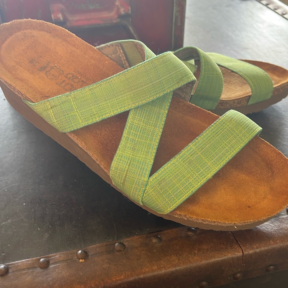Naot Lime Green Crisscross Sandals